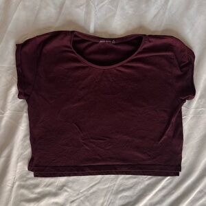 Bershka Deep Burgundy Crop Top